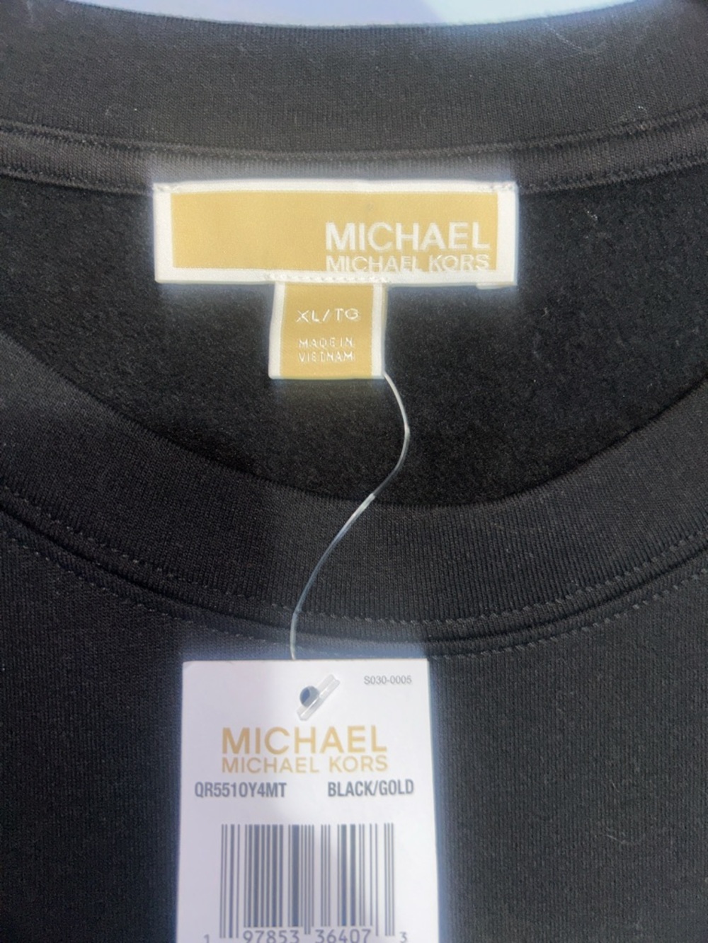 Michael Kors Black Cropped Sweatshirt with Gold MK Logo - Picture 4 of 4